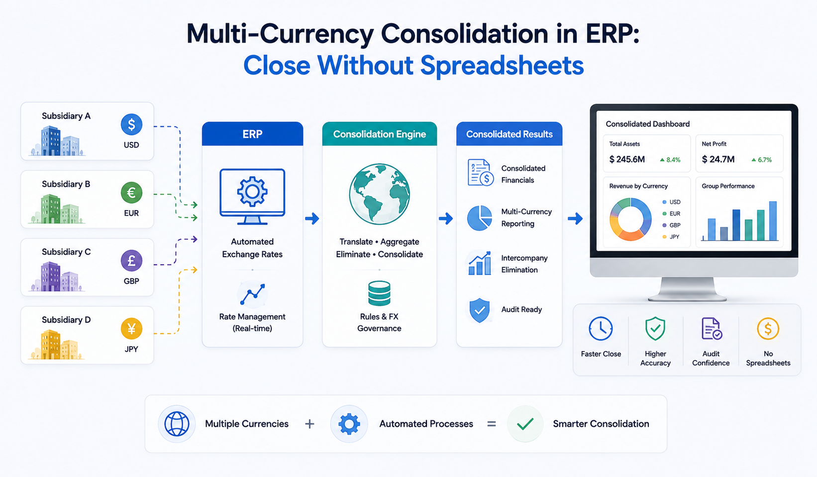 Multi-Currency Consolidation in ERP: Close Without Spreadsheets